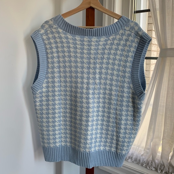 Blue and White Chevron Sweater Vest - Picture 2 of 4